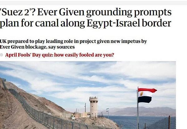Ama işte hayatın gerçekleri öyle değil, naparsınız? Dün The Guardian gazetesi geçtiğimiz günlerde Süveyş Kanalına sıkışan Ever Green tankeri ile ilgili şöyle bir manşet çıktı.