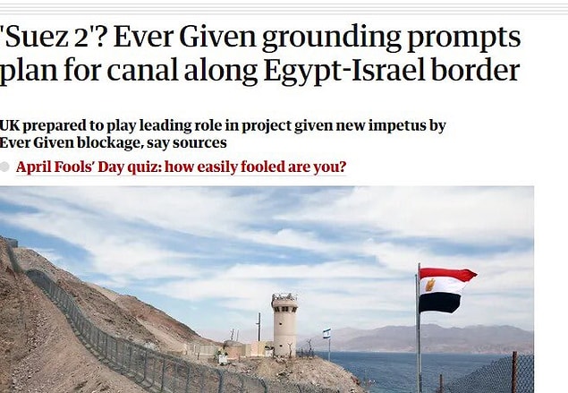 Ama işte hayatın gerçekleri öyle değil, naparsınız? Dün The Guardian gazetesi geçtiğimiz günlerde Süveyş Kanalına sıkışan Ever Green tankeri ile ilgili şöyle bir manşet çıktı.