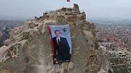 Dünyanın En Yüksek Peribacasına Cumhurbaşkanı Erdoğan'ın Posteri Asıldı