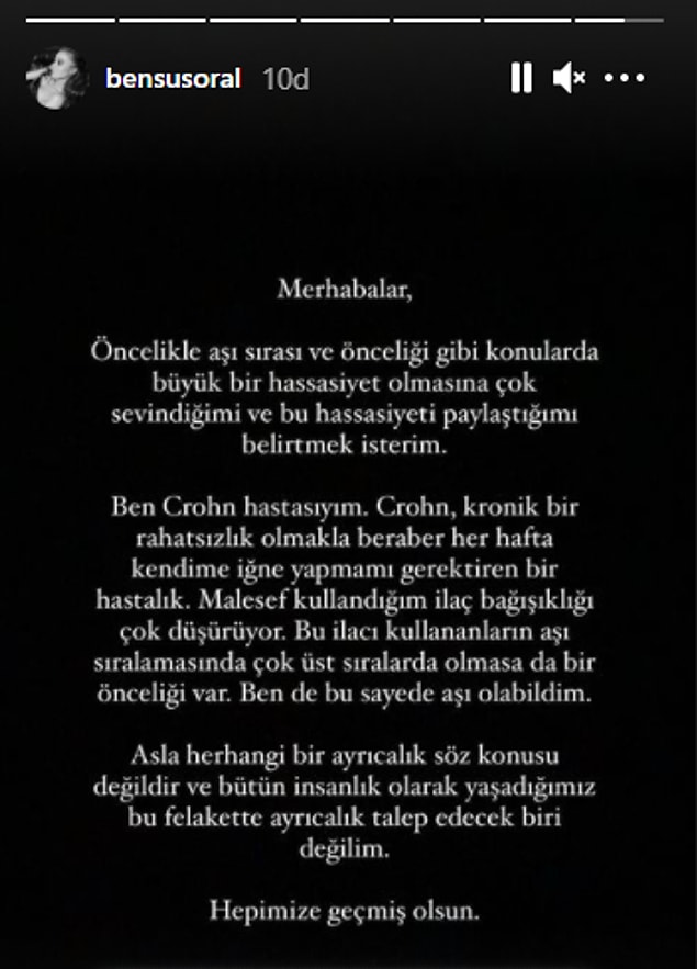 Aşı sırası ile ilgili gelen mesajlara da kısa bir süre sonra yine hikayesinden cevap verdi.