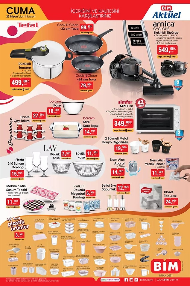 BİM'de bu hafta plastik ürünlerde tek fiyat kampanyası var. Her bir ürün 3,95 TL.