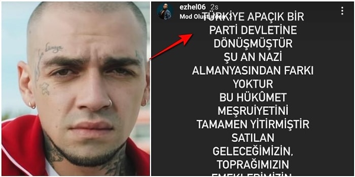 Ezhel'in Instagram'dan Hükümetle İlgili Yaptığı Eleştirel Paylaşımı Gündeme Bomba Gibi Düştü