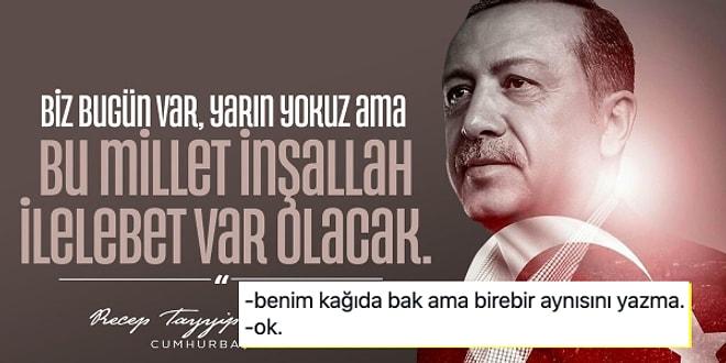 Tayyip Erdoğan'ın Paylaştığı Kendi Sözü Atatürk'ün Sözüne Oldukça Benzeyince Goygoycuların Diline Düştü
