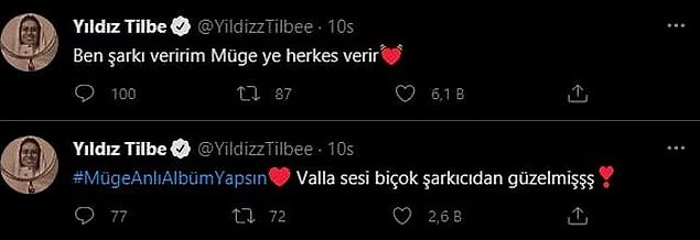12. Sosyal medya hesabından şarkı söylediği görüntüleri paylaşan Müge Anlı'ya Yıldız Tilbe'den destek geldi.