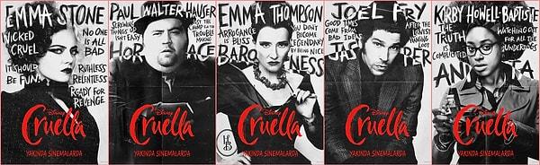 13. Emma Stone başrollü Cruella'dan karakter posterleri paylaşıldı.