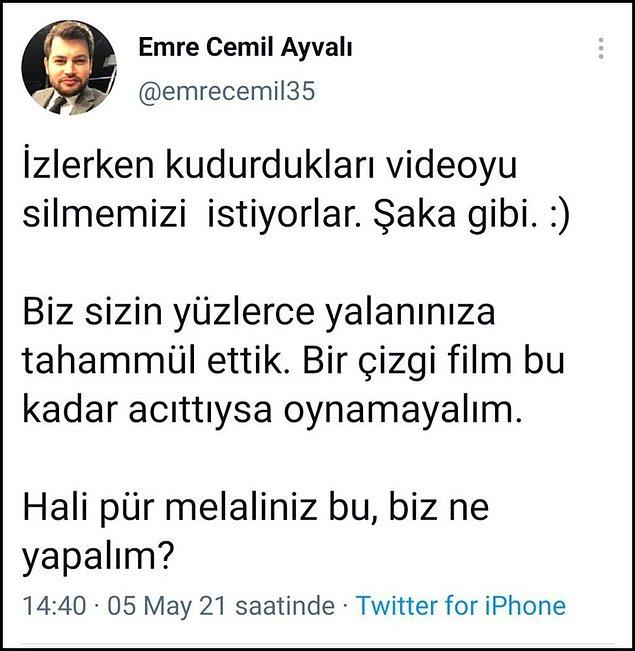 Öte yandan AKP Tanıtım ve Medya Başkan Yardımcısı Emre Cemil Ayvalı'nın videoyu silmeyeceklerini söylediği tweet'ini sildiği görüldü. 👇