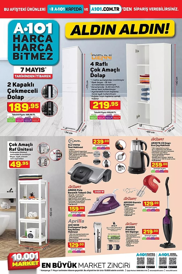 Çok amaçlı raf ünitesi 49,95 TL.