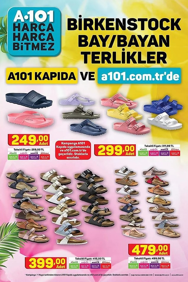 Birkenstock terlikler taksit imkanlarıyla satışta olacak.
