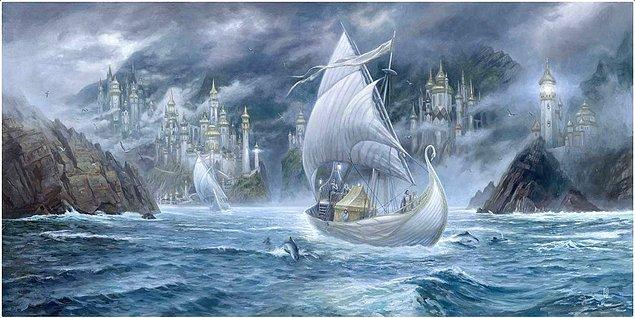 3021 yılının 29 Eylül günü, Galadriel, Elrond, Bilbo, Frodo ve atı Gölgeyele ile birlikte Gri Limanlardan batıya, ölümsüz topraklara doğru yelken açar. Tek yüzüğün yok edilmesinin ardından güçleri tükenmiş olan üç elf yüzüğünün taşıyıcılarının Orta Dünya’dan ayrılması, üçüncü çağın bitişi ve insanların çağı olan dördüncü çağın başlangıcıdır.