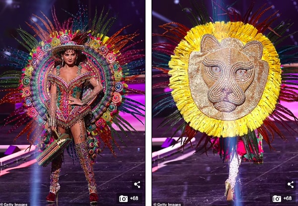 Мисс Никарагуа Ана Марсело позаботилась о том, чтобы выделяться среди других конкурсанток (на фото слева и справа).