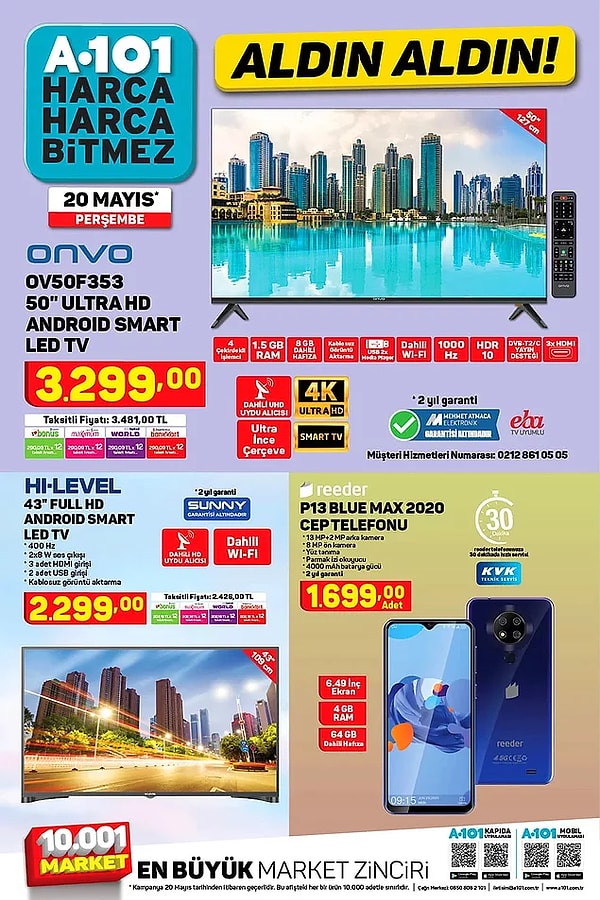 ONVO Android Smart LED TV: 3 bin 299 Lira