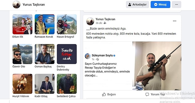 Din Kültürü öğretmeni Yunus Taşkıran’ın sosyal medya hesaplarında, sık sık Erdoğan ve İçişleri Bakanı Süleyman Soylu’nun fotoğraflarını paylaştığı görüldü.
