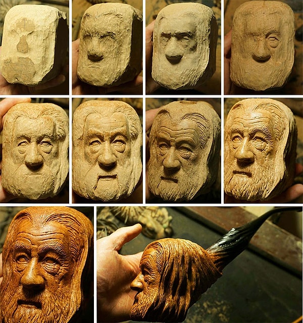 15. Я вырезал эту трубку с лицом Гэндальфа из верескового дерева