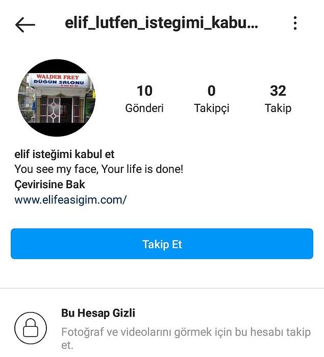 Twitter'da Elif isimli bir kadınla ilgili tehdit içeren paylaşımlar yapan Instagram hesabı insanları tedirgin etti.