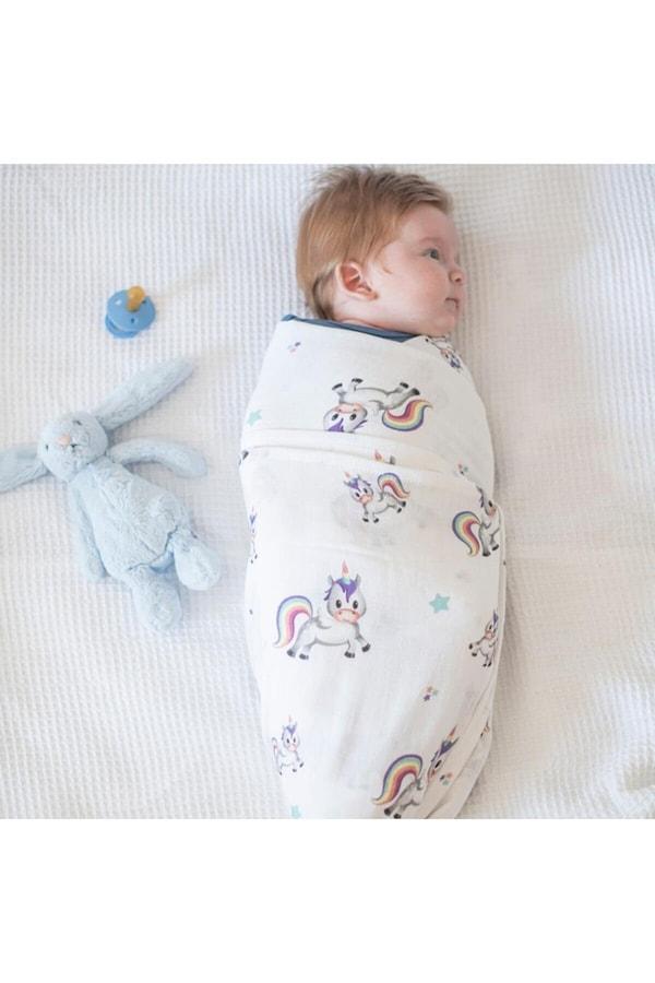 19. Bebeğinizi sarıp sarmalayacak yumuşacık %100 pamuk bir müslin örtü...