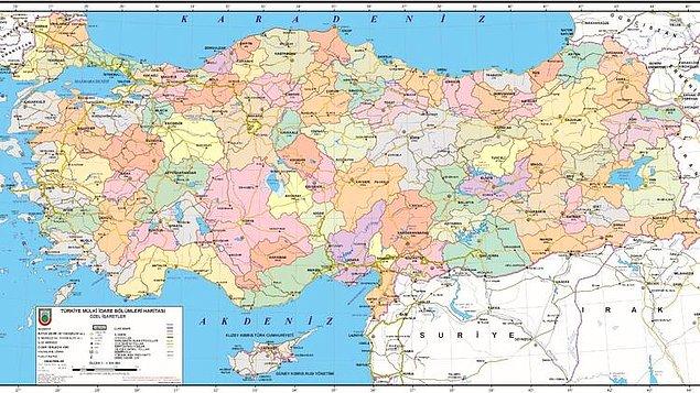 1. Türkiye'nin yüzölçümü 783562 kilometrekaredir.