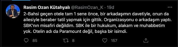 Rasim Ozan Kütahyalı Twitter Paylaşımı