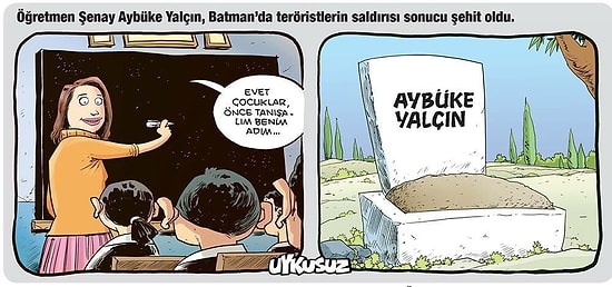 Ölüm Yıl Dönümünde Anılıyor: Uykusuz Dergisinden Şehit Öğretmen Aybüke Yalçın Karikatürü...