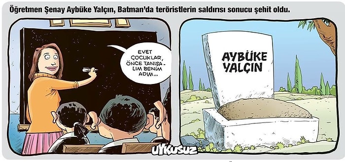 Ölüm Yıl Dönümünde Anılıyor: Uykusuz Dergisinden Şehit Öğretmen Aybüke Yalçın Karikatürü...