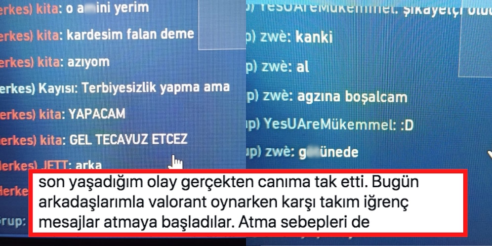 Valorant Oynarken Erkeklerin Kadın Oyuncuya Attığı İğrenç Taciz ve Tecavüz Mesajları