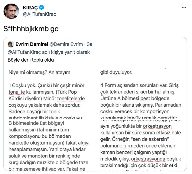 Kıraç paylaşıma sadece gülerek cevap verdi. Ne diyelim? Hadi yorumu size bırakıyorum.