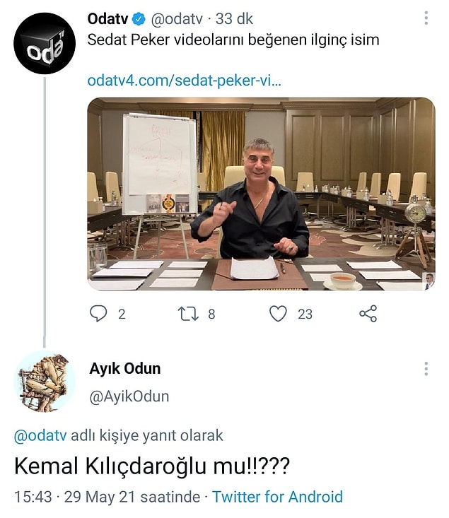 23. Hayır, Kılıçdaroğlu paylaşımı yapan kişi direkt. :)