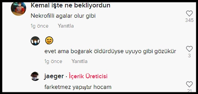 O videoya TikTok'ta gelen yorumlar: 👇