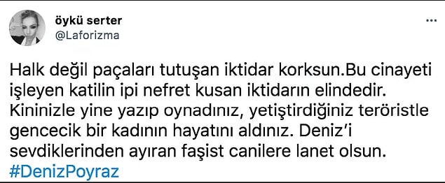 Deniz Poyraz'ın öldürülmesinin ardından tüm Türkiye'den isyan sesleri yükseldi. Özellikle bazı ünlüler de bu katliam karşısında sessiz kalmadılar.