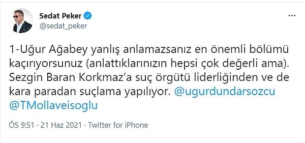 Sedat Peker'in konuya ilişkin paylaşımları şöyle: