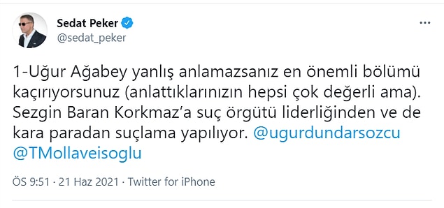 Sedat Peker'in konuya ilişkin paylaşımları şöyle: