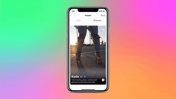 Tinder profiline önceden sadece fotoğraf yüklenebiliyordu ancak gelen yeniliklerle beraber artık kullanıcılar kendi videolarını profillerine yükleyebilecek.