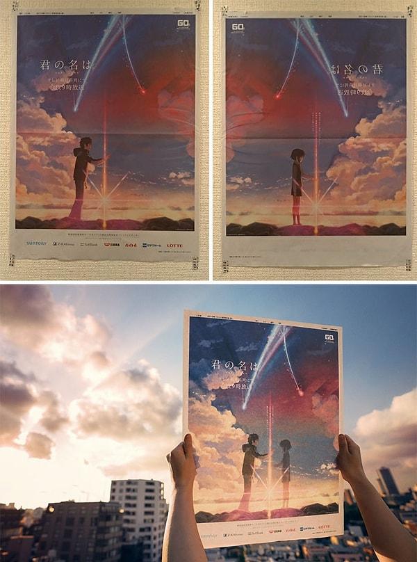 21. Bu Japon film afişi gazetenin iki sayfasında basılmış, afişin tamamını görebilmek için ışık altında birleştirmeniz gerekiyor.