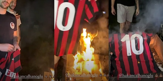 Bir Grup Milan Taraftarı Milli Futbolcumuz Hakan Çalhanoğlu'nun Formasını Ateşe Verdi
