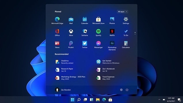 Geliştirilmeye başlanmış fakat vazgeçilmiş olan Windows10X sürümü için düzenlenen sabitlenmiş uygulamalar ve daha kişiselleştirilebilir önerileri bulunduran yeni başlat menüsü Windows 11'e nasip olmuş oldu.