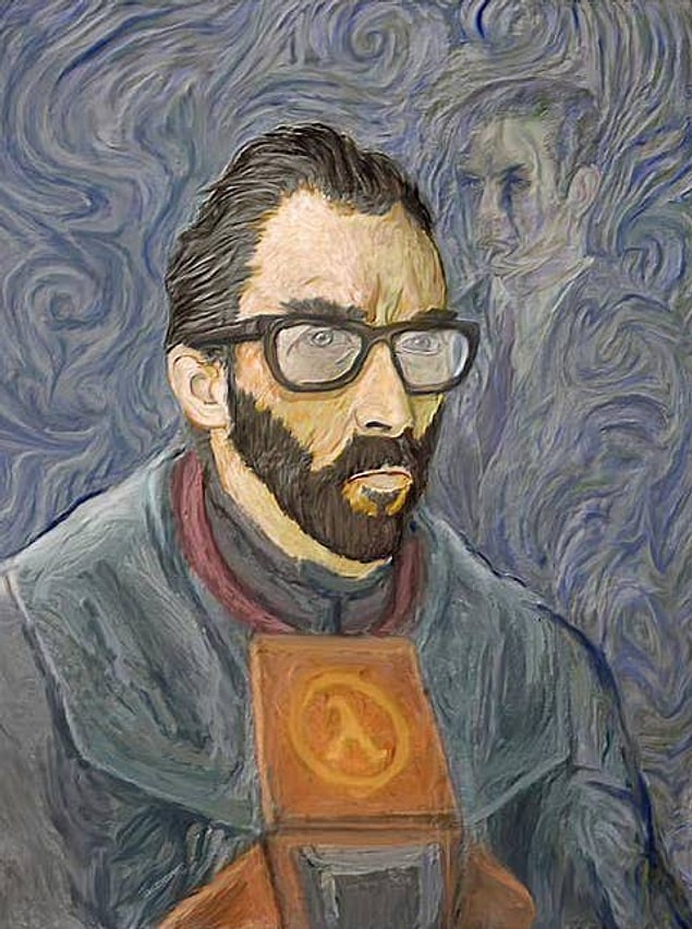 10. Gordon Freeman ve ayrıntıda gizli olan G-Man de kendilerine Van Gogh tarzı bir eserde yer bulmuşlar.