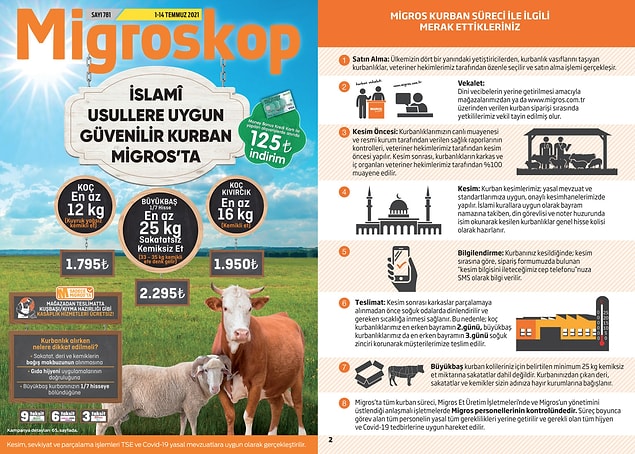 Migros'ta bu yılda kurban satışı yapılacak.