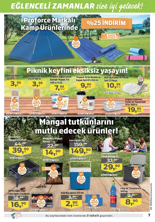 Yazın vazgeçilmezi kamp ve piknik ürünleri Migros'ta da indirimli.