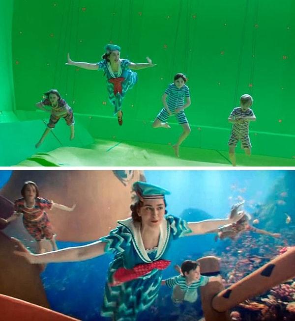 18. Mary Poppins Returns filminde fantastik ve büyülü sahneler de özel efektler kullanılarak çekildi.