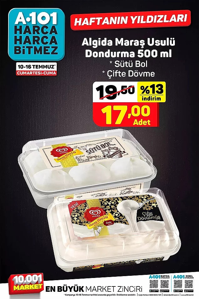 Maraş usulü dondurma çeşitleri 17 TL.