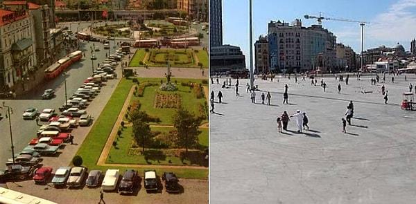 11. Taksim Meydanı'nın uçsuz bucaksız gibi görünen beton zemini