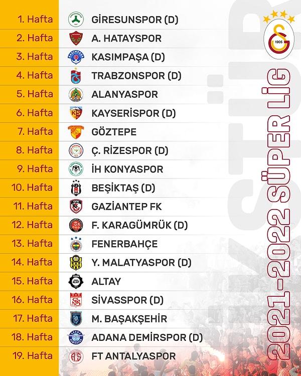 Galatasaray'ın 2021/22 sezonu fikstürü