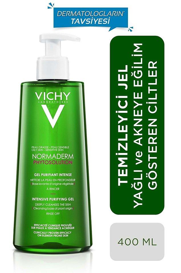 12. Vichy temizleyici jel, yağlı ve sivilceye eğilimli ciltler için çok başarılı bir ürün.