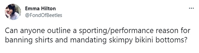 "Tişörtleri yasaklayıp minik bikini altlarını zorunlu tutmanın performans açısından sebebini açıklayacak birisi var mı?"