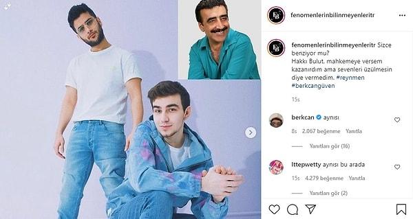Bu benzerliği paylaşan bir Instagram sayfasına "aynısı" yazan Berkcan Güven bir de story attı.