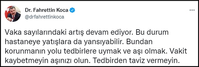 Koca'nın Twitter paylaşımı 👇
