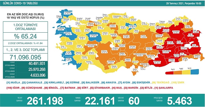 Günün Korona Tablosu: 22 Bin Yeni Vaka, 60 Can Kaybı