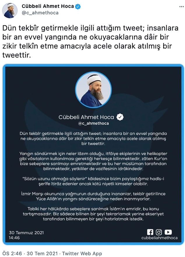 Cübbeli Ahmet Hoca'nın açıklamaları 📌