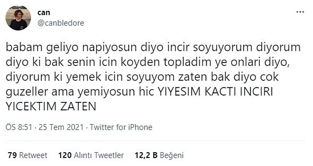 12. "Hayır, ben aldım da, ondan yani..."