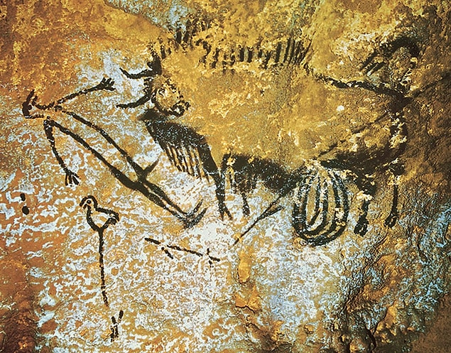 Örneğin Shaft od the Dead Man bölümünde kuş kafalı ince bir adamın bağırsakları saçılmış şekilde resmedilmiş, önünde de bizon var.