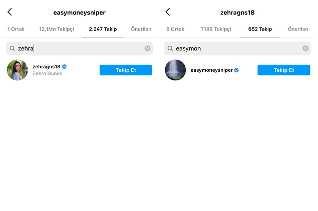 Durant, Zehra Güneş'i Instagram hesabından takip ettikten sonra Güneş de takibine cevap vermiş.